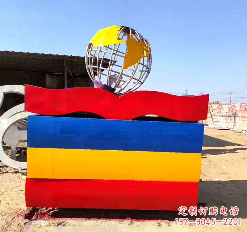 甘肃不锈钢校园地球仪雕塑缅怀地球之美