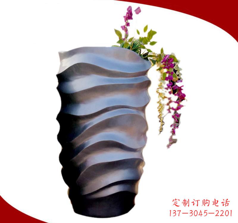 甘肃不锈钢校园景观花盆雕塑美化校园环境