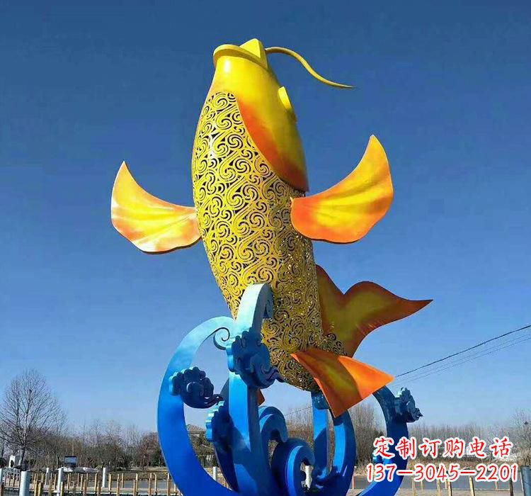 甘肃不锈钢艺术鲤鱼雕塑艺术之美与生活之灵