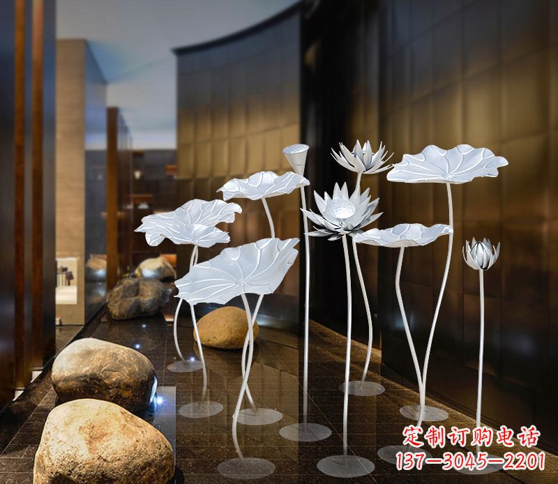 甘肃不锈钢银色荷花雕塑精美外形魅力无限
