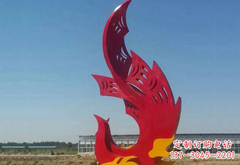 甘肃凤凰雕塑传承不锈钢园林艺术