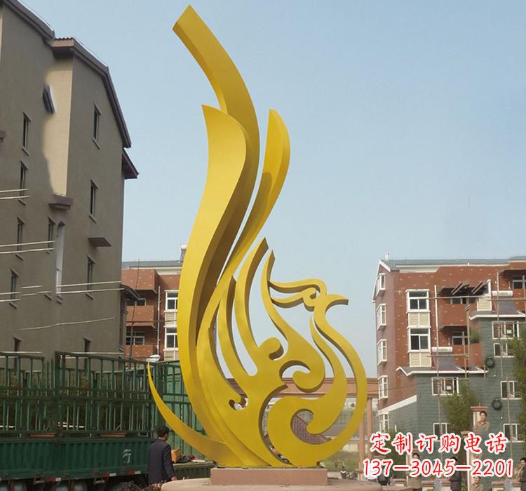 甘肃静谧的凤凰不锈钢园林雕塑