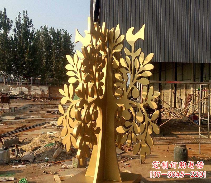 甘肃不锈钢树叶雕塑艺术的精美表现