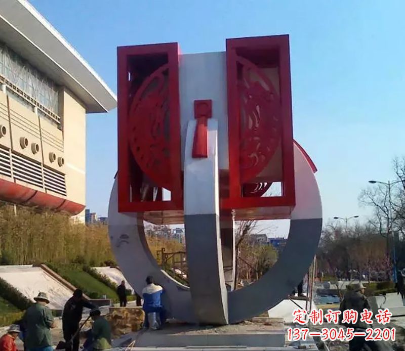 甘肃不锈钢圆环雕塑象征着永恒的美
