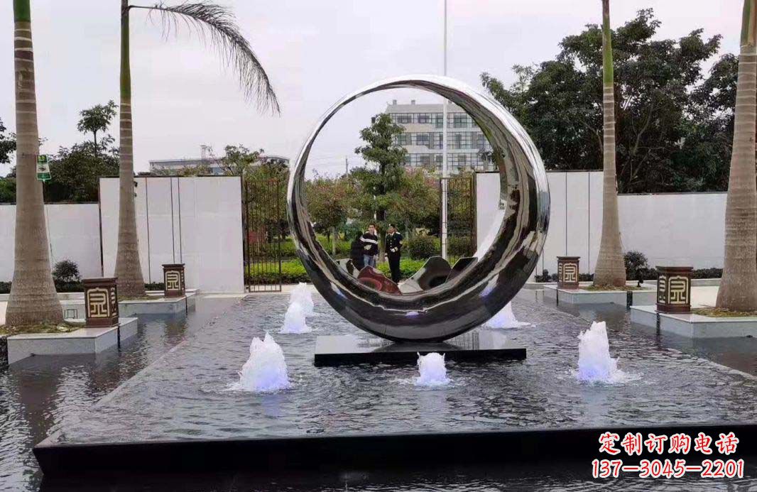 甘肃圆环景观喷泉雕塑视觉与声音的完美结合