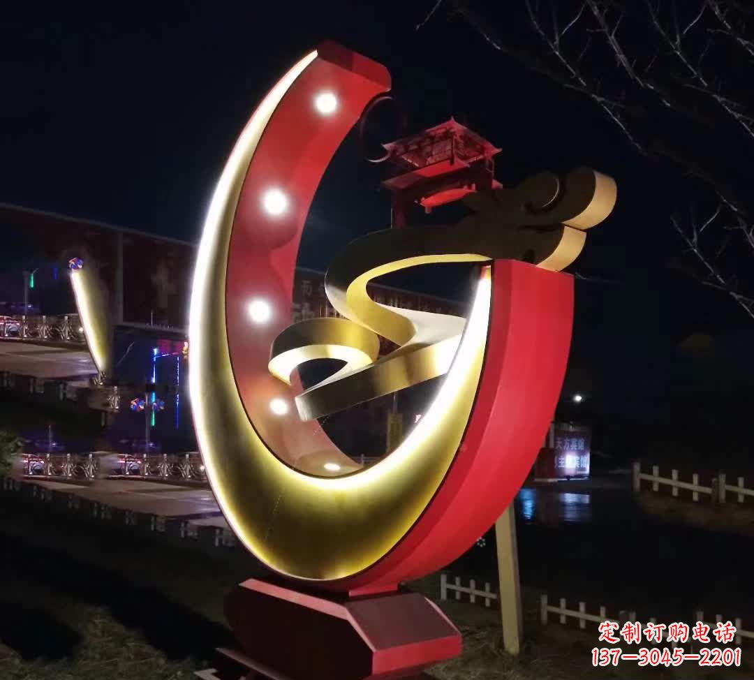 甘肃不锈钢月亮抽象雕塑——璀璨星空下的绝美艺术