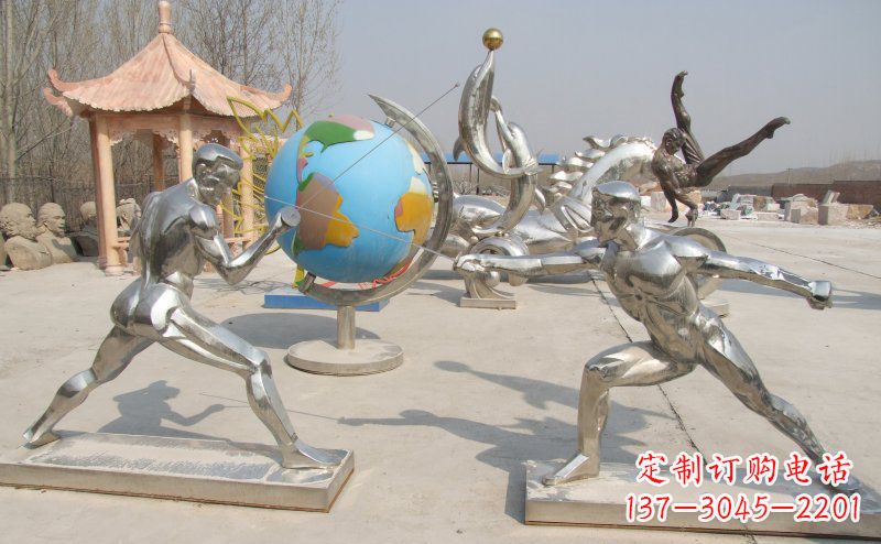 甘肃勇敢者的身影——不锈钢运动员击剑雕塑