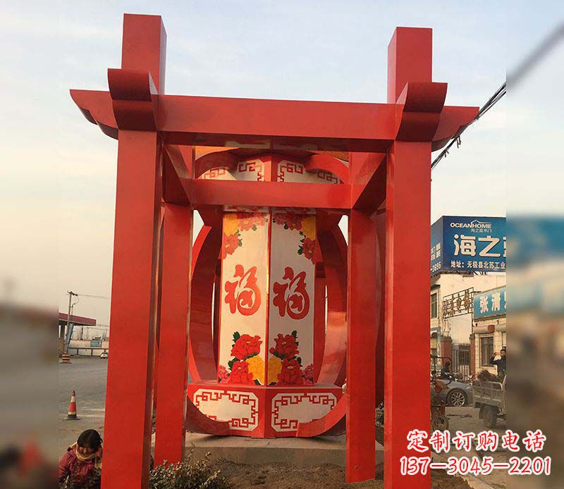 甘肃不锈钢灯笼雕塑——点亮中国梦
