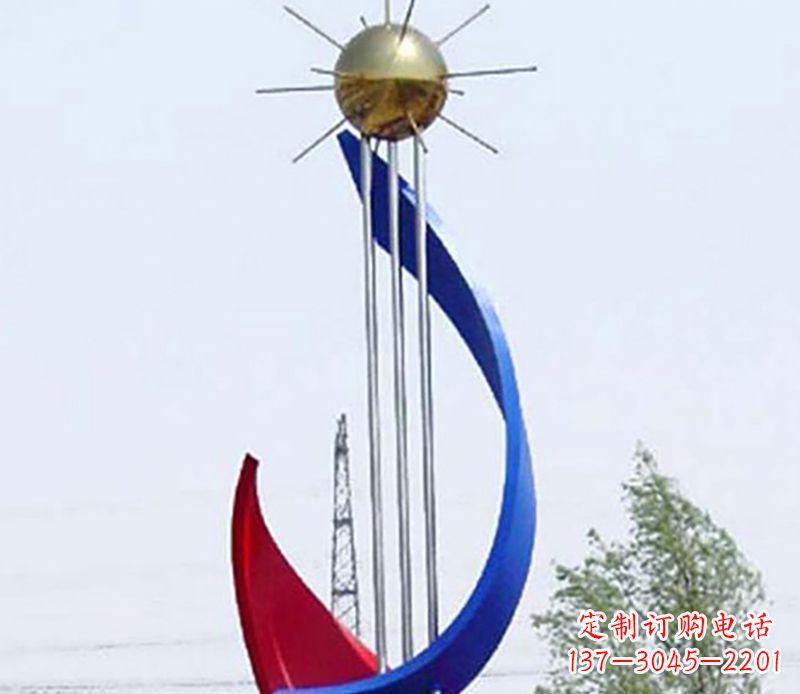 甘肃流动的美——不锈钢飘带雕塑