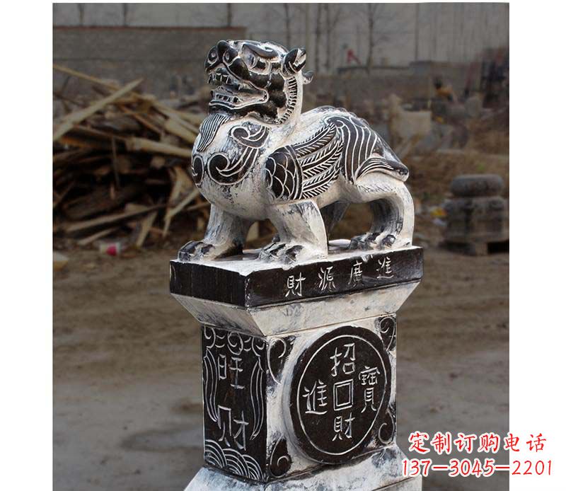 甘肃门墩雕塑财源广进的象征