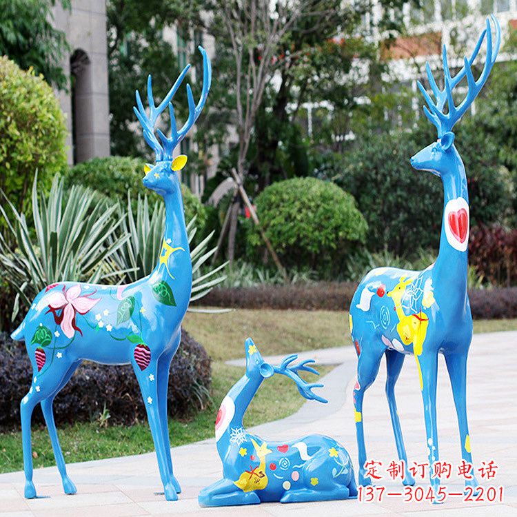 甘肃彩绘鹿雕塑玻璃钢-商场美陈动物摆件