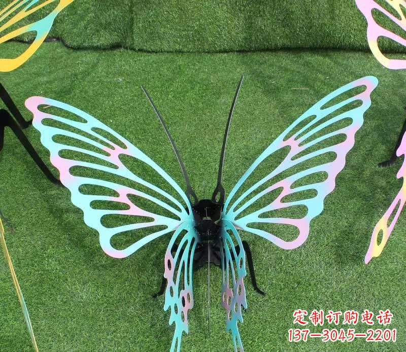 甘肃彩色不锈钢镂空蝴蝶雕塑精美又充满生机