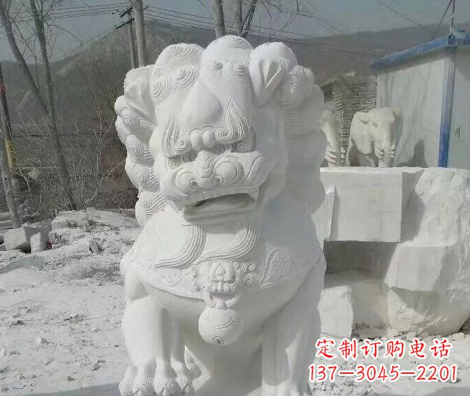 甘肃狮子雕塑踩绣球石狮子寺庙的独特景观