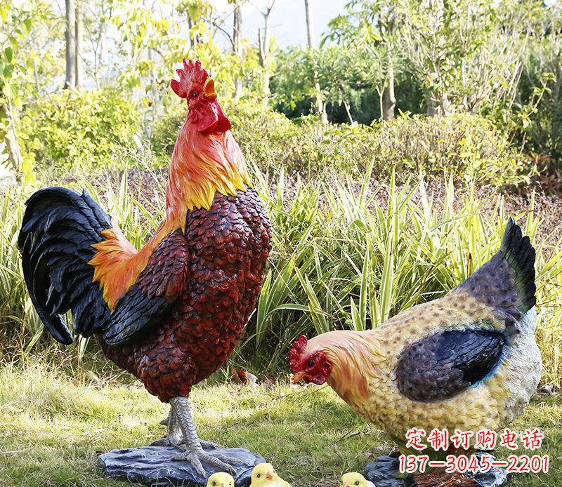 甘肃公鸡雕塑完美的绿化环境装饰