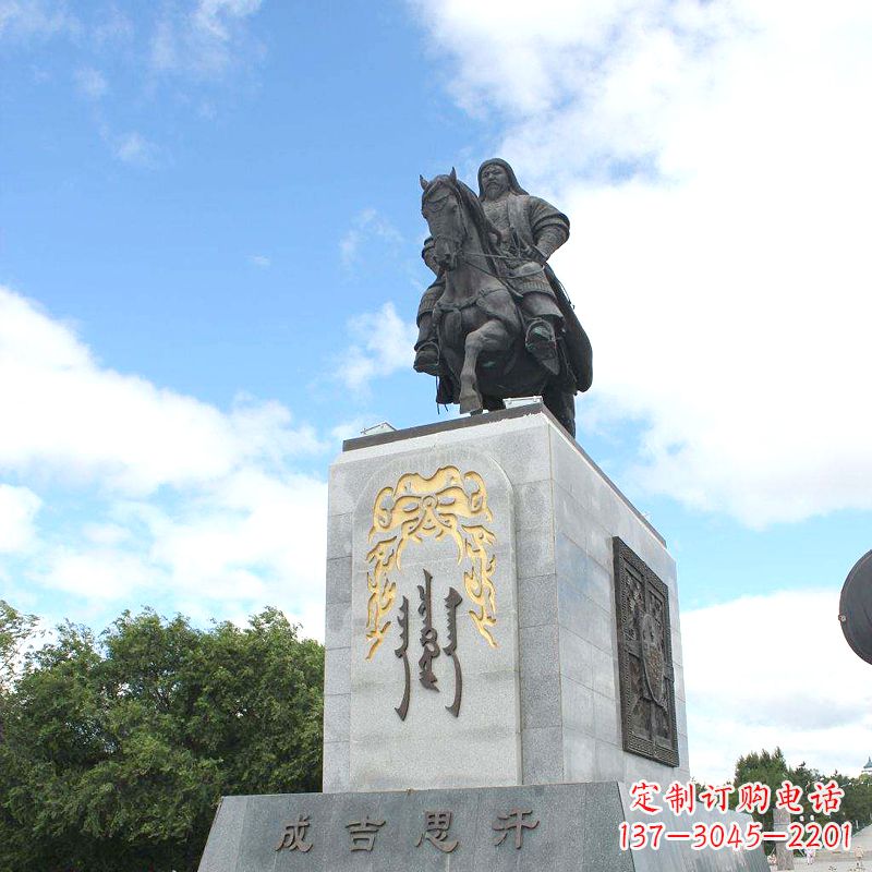 甘肃成吉思汗象征英雄的铜雕塑