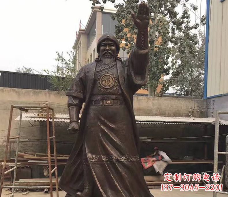 甘肃成吉思汗挥手铜雕