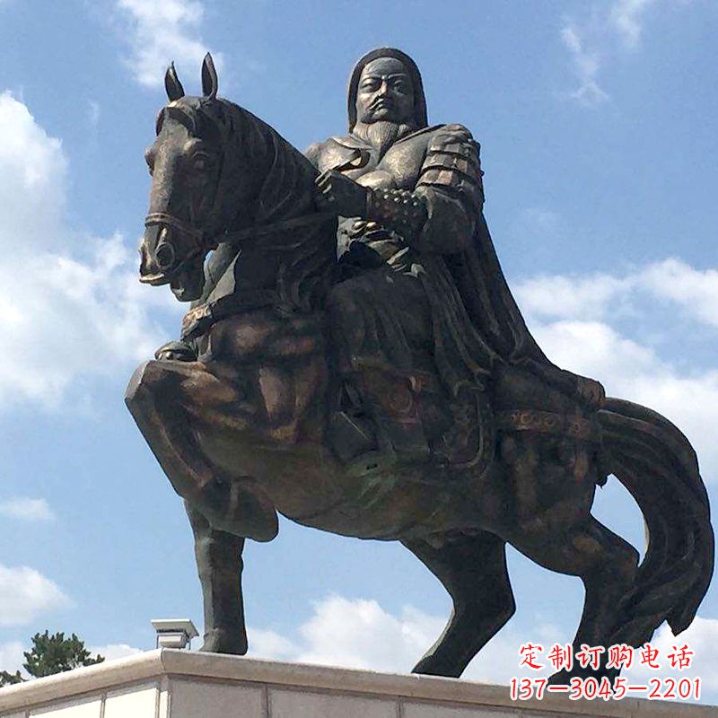 甘肃成吉思汗驰骋铜像象征着不朽的传奇