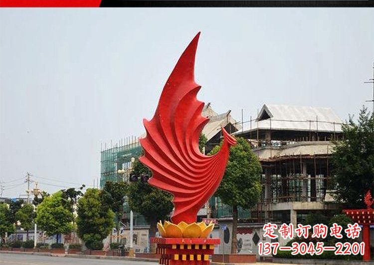 甘肃城市的至高象征——不锈钢凤凰雕塑