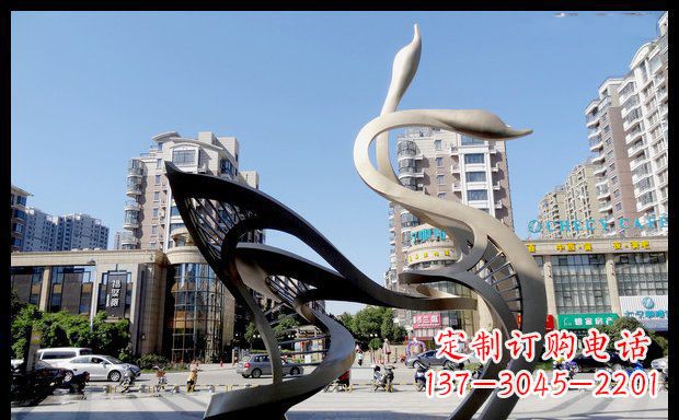 甘肃城市凝聚的美丽不锈钢天鹅雕塑