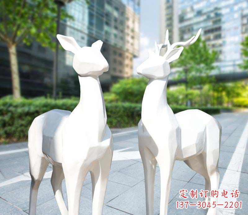 甘肃景观雕塑鹿形不锈钢块面