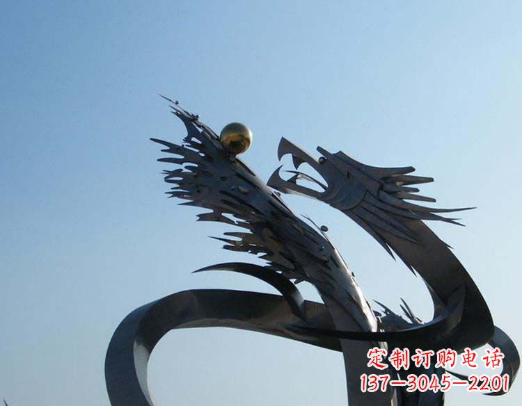 甘肃城市不锈钢龙戏珠雕塑