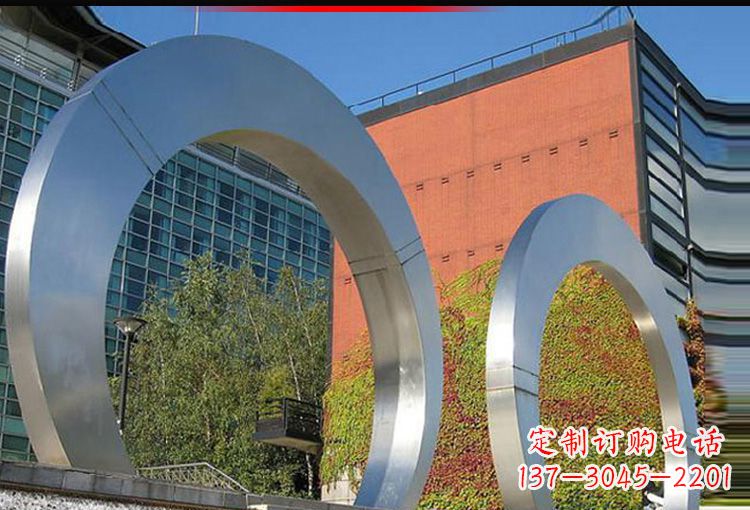 甘肃城市不锈钢圆环摆件雕塑