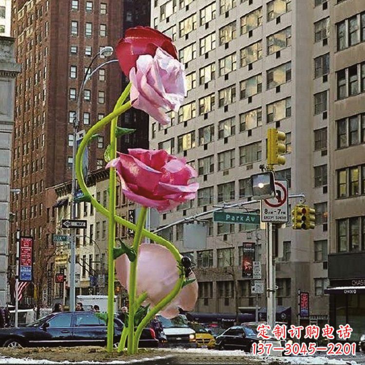 甘肃美丽的城市玫瑰雕塑