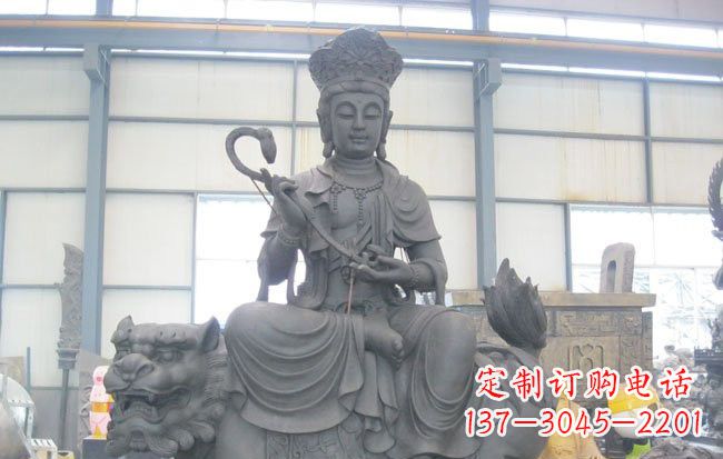 甘肃文殊菩萨坐狮子雕塑