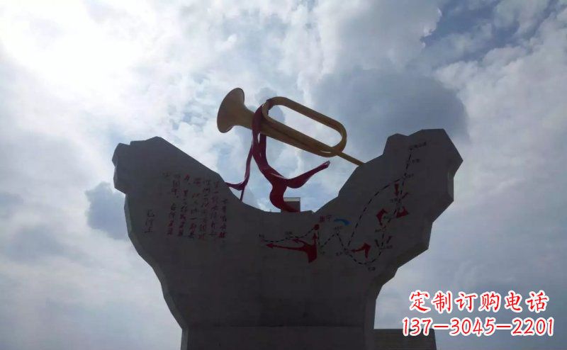 甘肃革命烈士冲锋号雕塑让革命历史长存