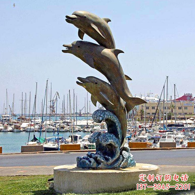 甘肃海豚铜雕塑传承海洋文化