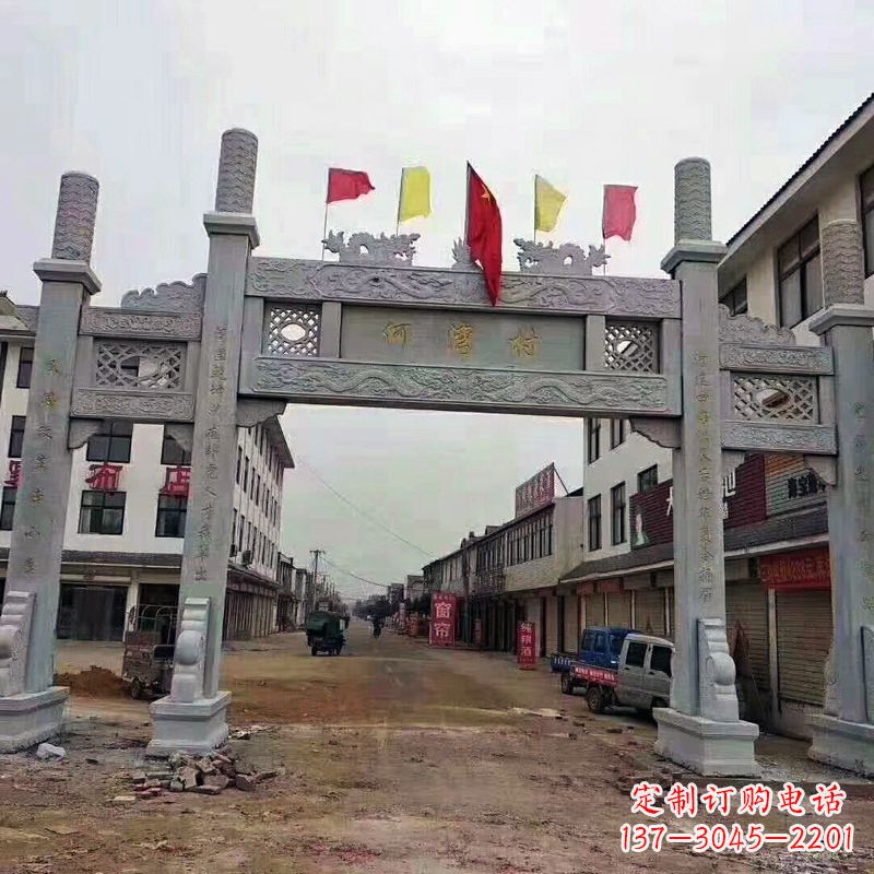 甘肃冲天式三门石雕牌坊传承中国古典文化精髓