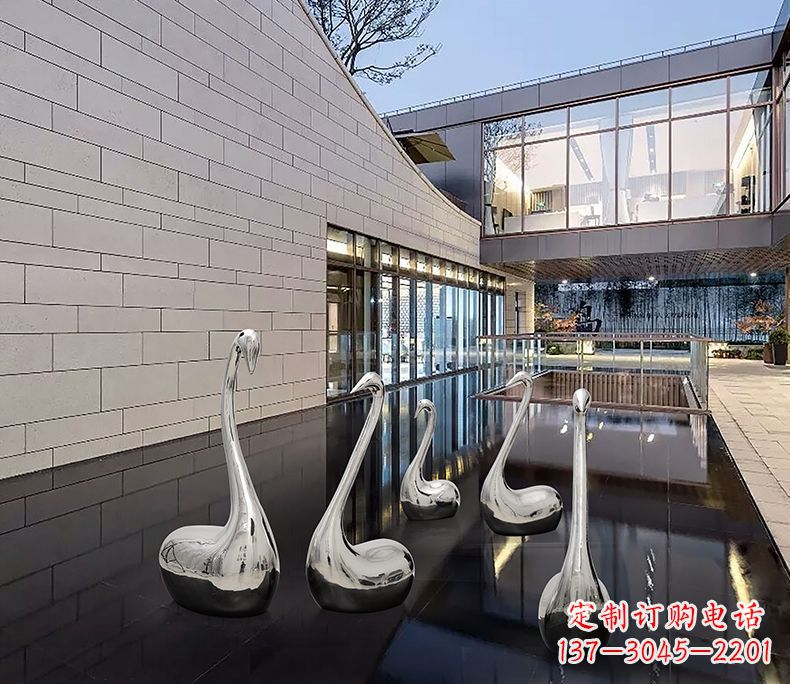 甘肃质朴无华的不锈钢天鹅雕塑