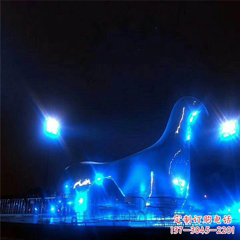 甘肃抽象和平不锈钢鸽子雕塑夜景灯光效果