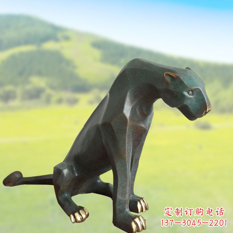 甘肃精美铜质豹雕塑精致雕刻,精美外形