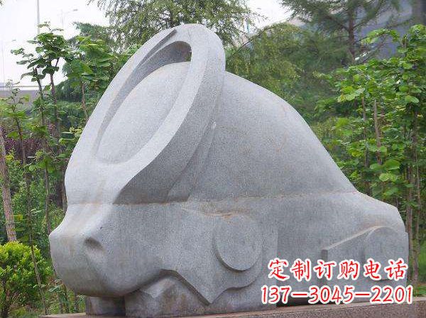 甘肃抽象石雕牛-抽象生肖牛动物景观雕塑