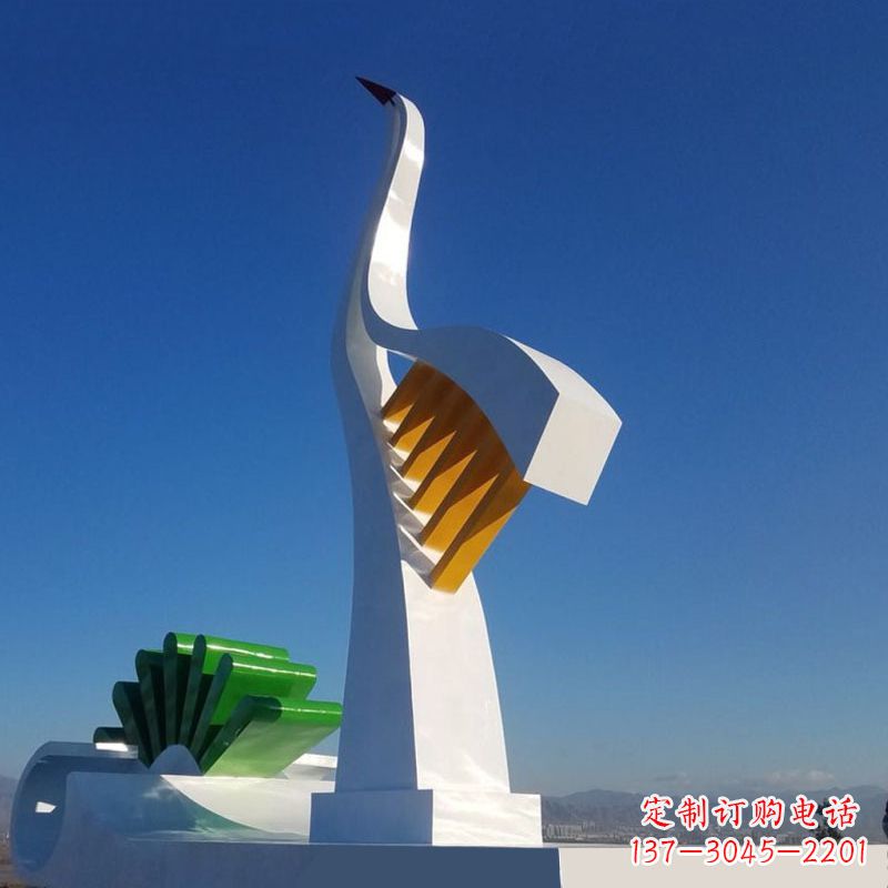 甘肃抽象仙鹤不锈钢景观雕塑
