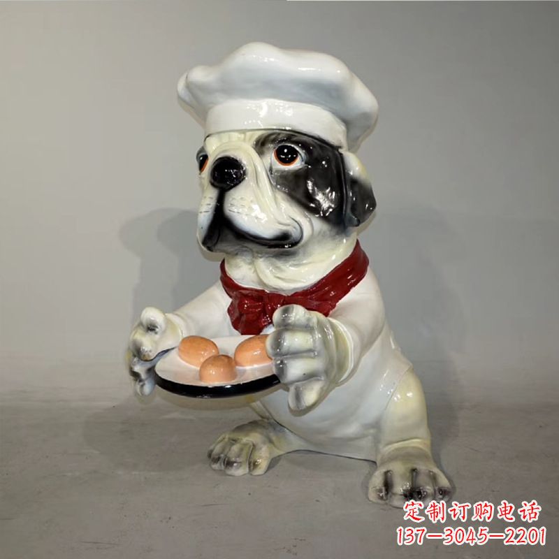 甘肃玻璃钢仿陶瓷狗雕塑——以斗牛犬为原型