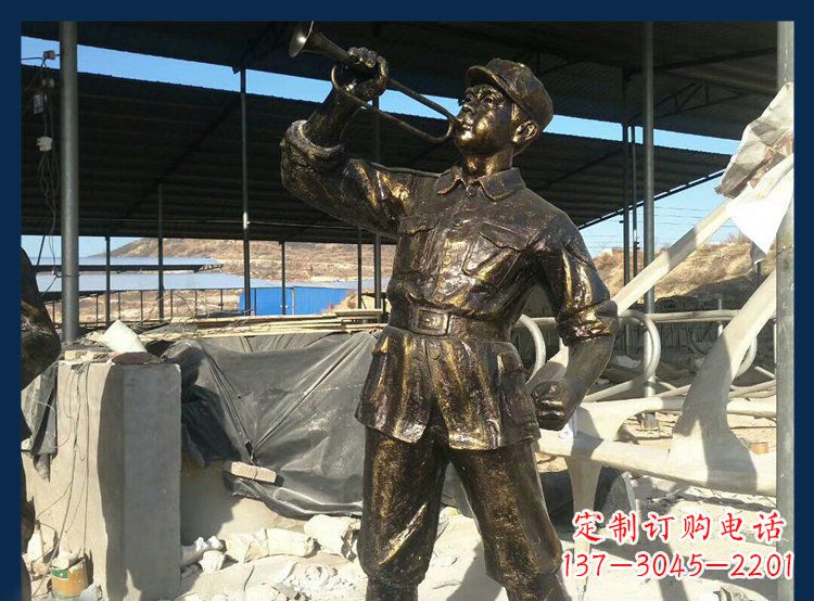 甘肃冲锋号雕塑永远记住八路军