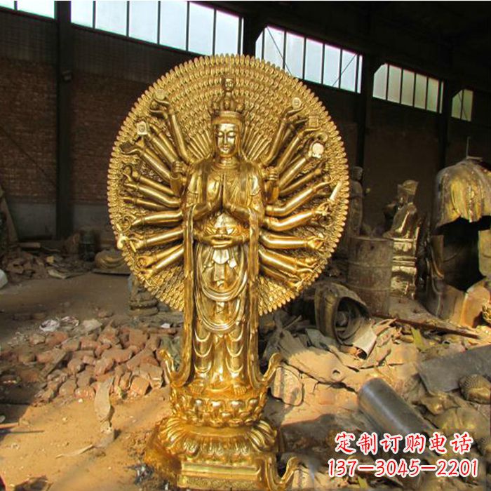 甘肃纯铜千手观音雕塑