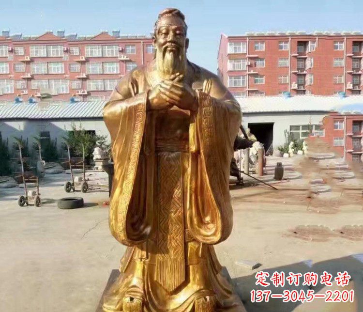 甘肃纯铜校园古代孔子人物铜雕塑