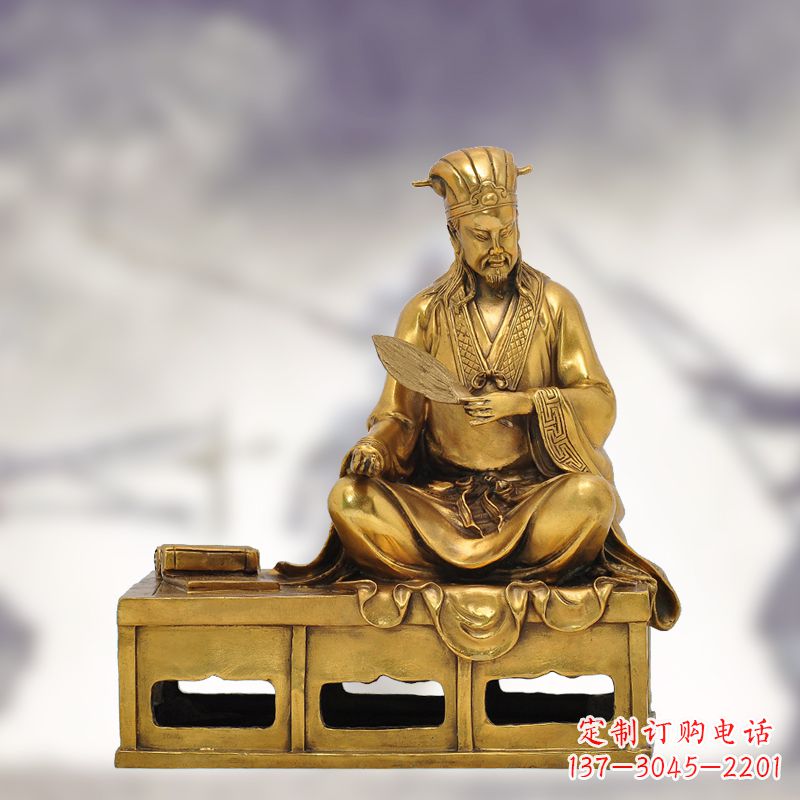 甘肃纯铜诸葛亮雕塑象征中国智慧