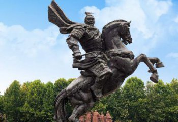 甘肃曹操骑马铜雕塑象征勇猛、英雄气概