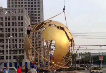 甘肃城市之美不锈钢镂空地球仪雕塑