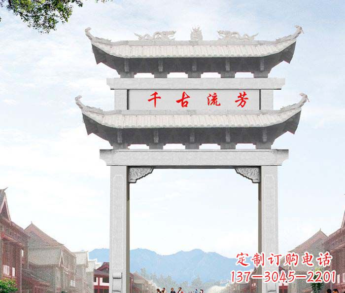 甘肃石雕牌坊一座传承传统的精美雕塑