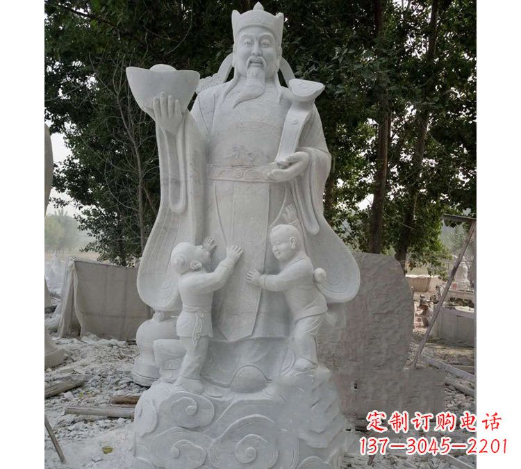 甘肃大理石财神雕塑——守护家庭繁荣