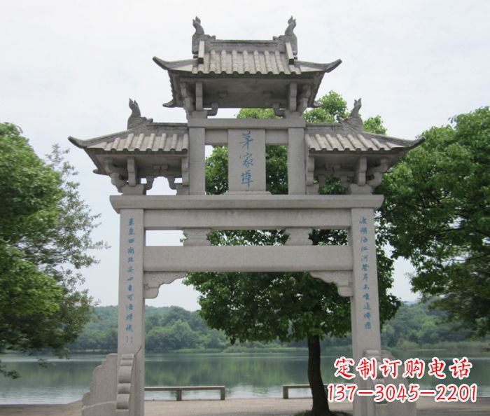甘肃大理石单门牌楼雕塑精美的艺术瑰宝