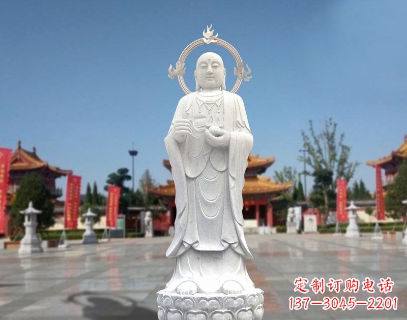 甘肃大理石地藏菩萨雕塑象征佛法的传承