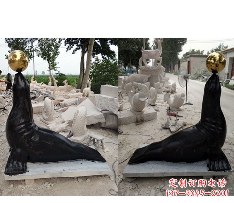 甘肃大理石海豹雕塑