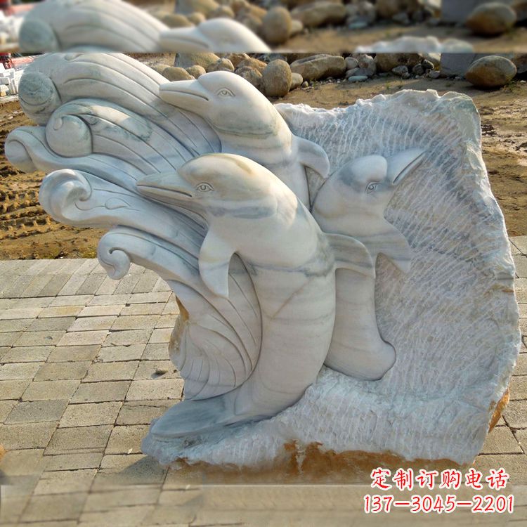 甘肃海豚雕塑以大理石精美绝伦