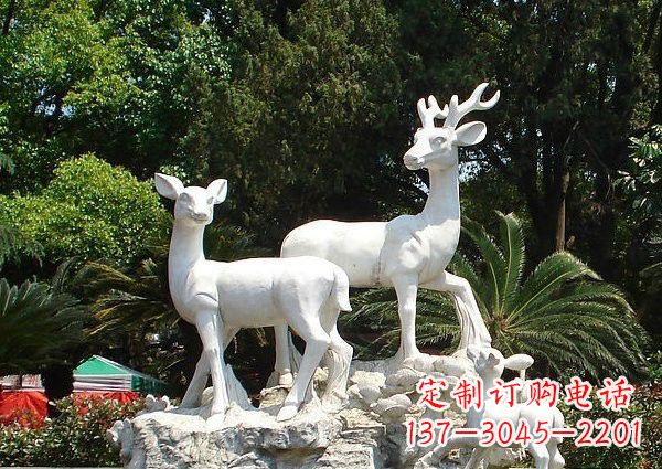 甘肃雕塑艺术——大理石公园小鹿石雕